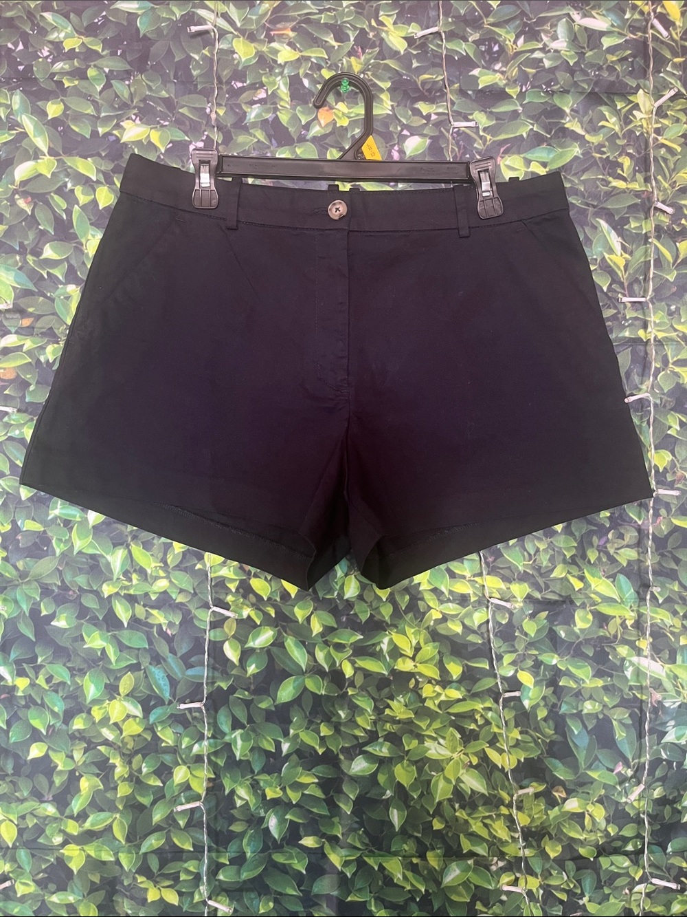 H&M Women’s Navy Blue High-Rise Cotton Blend Shorts